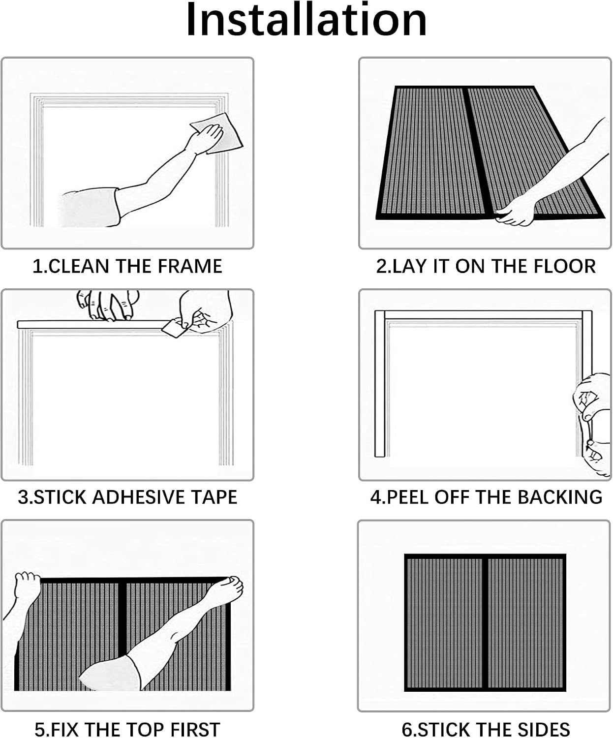  Diy Adjustable Magnetic Mosquito Net 113 X 117 Cm Insect Screen Window With Adhesive Strip Easy To Install No Drilling For Window Types, Black