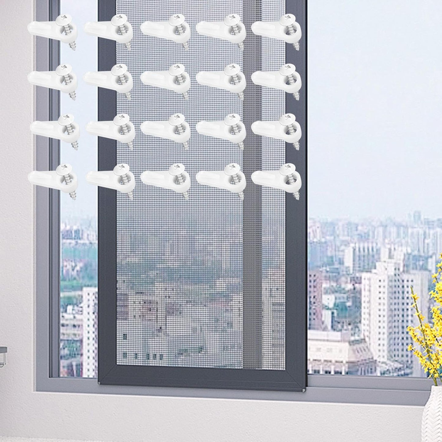  Clips Maintien Pour Moustiquaire De Fenêtre - 20 Pièces Quincaillerie Fixation Moustiquaire Avec Vis | Clips Maintien Pour Fenêtre Anti-Tempête - Pour Maison Appartement Dortoir Salon Chambre Bureau C