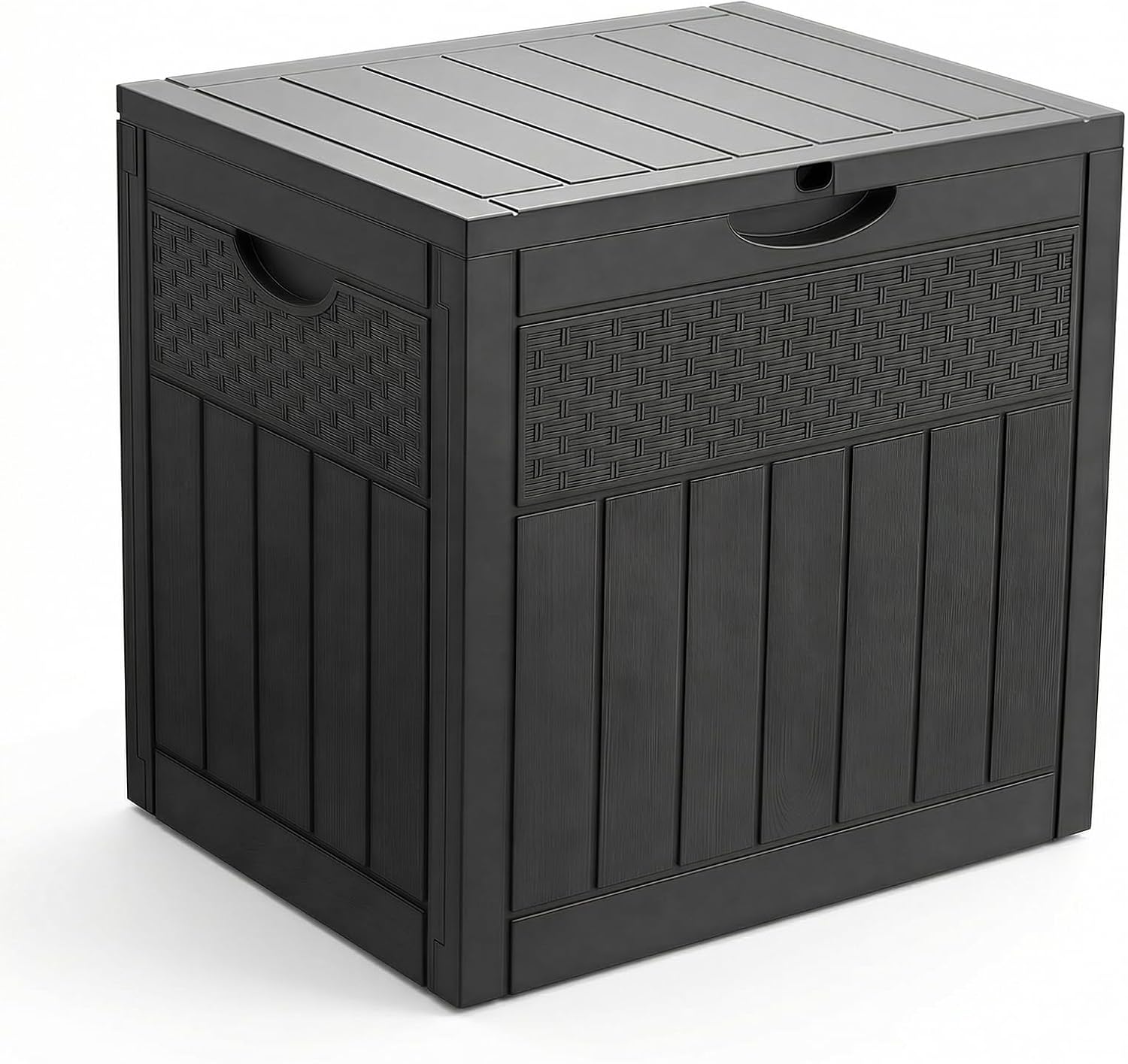  Vounot® Coffre De Rangement Extérieur 126L Boîte De Jardin Étanche Anti UV Couvercle Verrouillable Avec Poignées Encastrées 56 X 43 X 53 Cm Pour Jardin Terrasse Balcon Piscine Effet Bois Noir