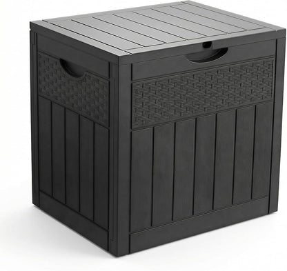  Vounot® Coffre De Rangement Extérieur 126L Boîte De Jardin Étanche Anti UV Couvercle Verrouillable Avec Poignées Encastrées 56 X 43 X 53 Cm Pour Jardin Terrasse Balcon Piscine Effet Bois Noir