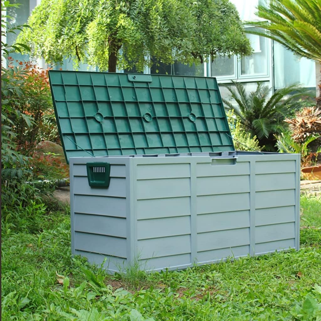  Grande Boîte De Pont En Plastique Avec Couvercle Rabattable, Boîte De Rangement Extérieure Étanche À La Poussière Et Résistante Aux UV, Jouets De Piscine, Outils De Jardin ( Couleur : Gray+brown )