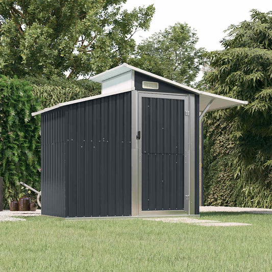 Abri à Outils Anthracite En Acier Galvanisé - 270 X 130 X 208,5 Cm - Verrouillable - Avec Ventilation Et Toit Transparent - Pour Abri De Jardin, Garage à Vélo, Rangement D'outils