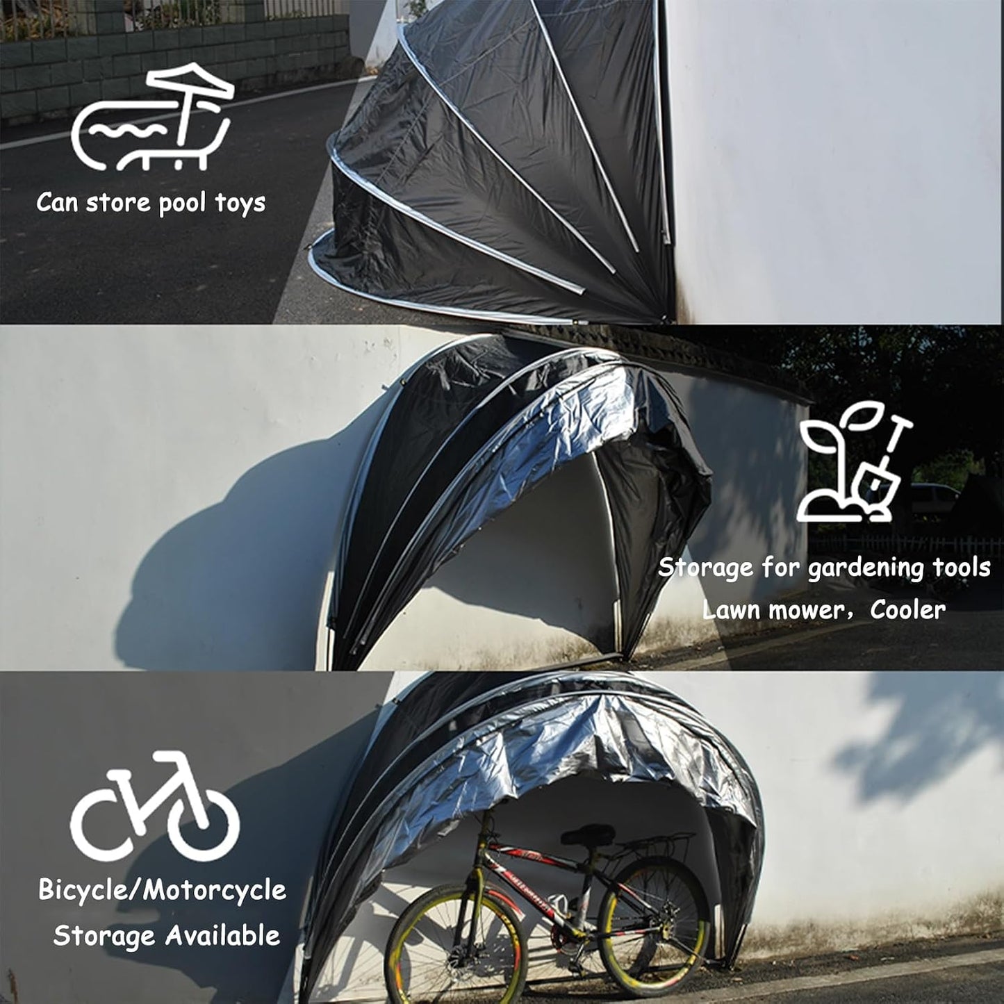 GENERIC Abri à Vélos, Tente De Rangement Extérieure Pour 2 à 5 Vélos Et Motos - Abri De Jardin Résistant Aux Intempéries Pour Tondeuses Et équipements - Abri à Vélos Durable Et Spacieux