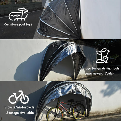 GENERIC Abri à Vélos, Housse Imperméable Pour 2 Vélos - Solution De Rangement Extérieur, Abri Transparent Pour Vélos, Fixation Murale, Protection Durable Et Résistante Aux Intempéries