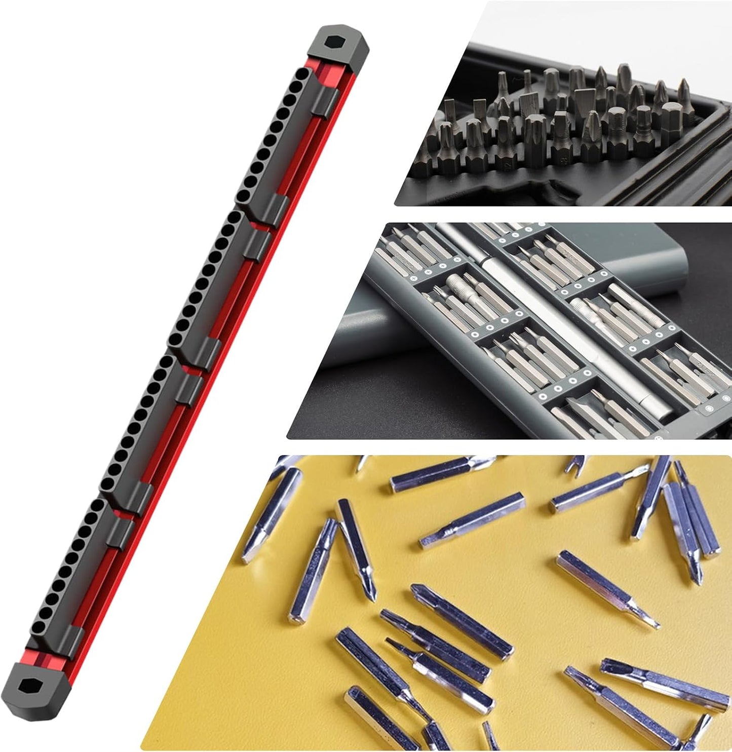  Support Magnétique Pour Embouts De Tournevis, Support Mural à 40 Emplacements Avec Construction Robuste, Station De Rangement De Douilles, Support à Outils électriques Avec Design Sûr, Rangement