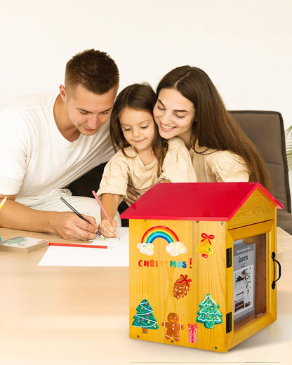  Little Library Box Outdoor – Petite Boîte à Littérature En Bois Avec Toit Rouge Pour Partager Des Livres, De La Littérature Et Des Journaux Dans Les Quartiers, Les Communautés Et Les écoles