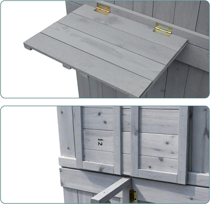  Relaxdays Armoire De Jardin, Bois, Toit étanche, 3 étagères, Table Pliante, H X L X P 180,5×75×50 Cm, Gris