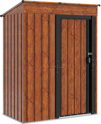  Cabanon De Jardin Métallique Anthracite 137x81x180 Cm, Abri De Jardin Rectangulaire Pour Extérieur, Remise Pratique Avec Rangement Pour Outils Et Pots, Design Moderne Et Durable