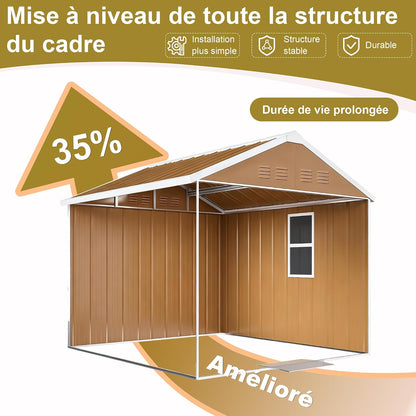  Abri De Jardin Métallique 184x116 Cm - Cabanon Extérieur Avec Fenêtre, Aération Et Porte Verrouillable, Rangement Vélos Et Outils, Sans Fondation (Brun)
