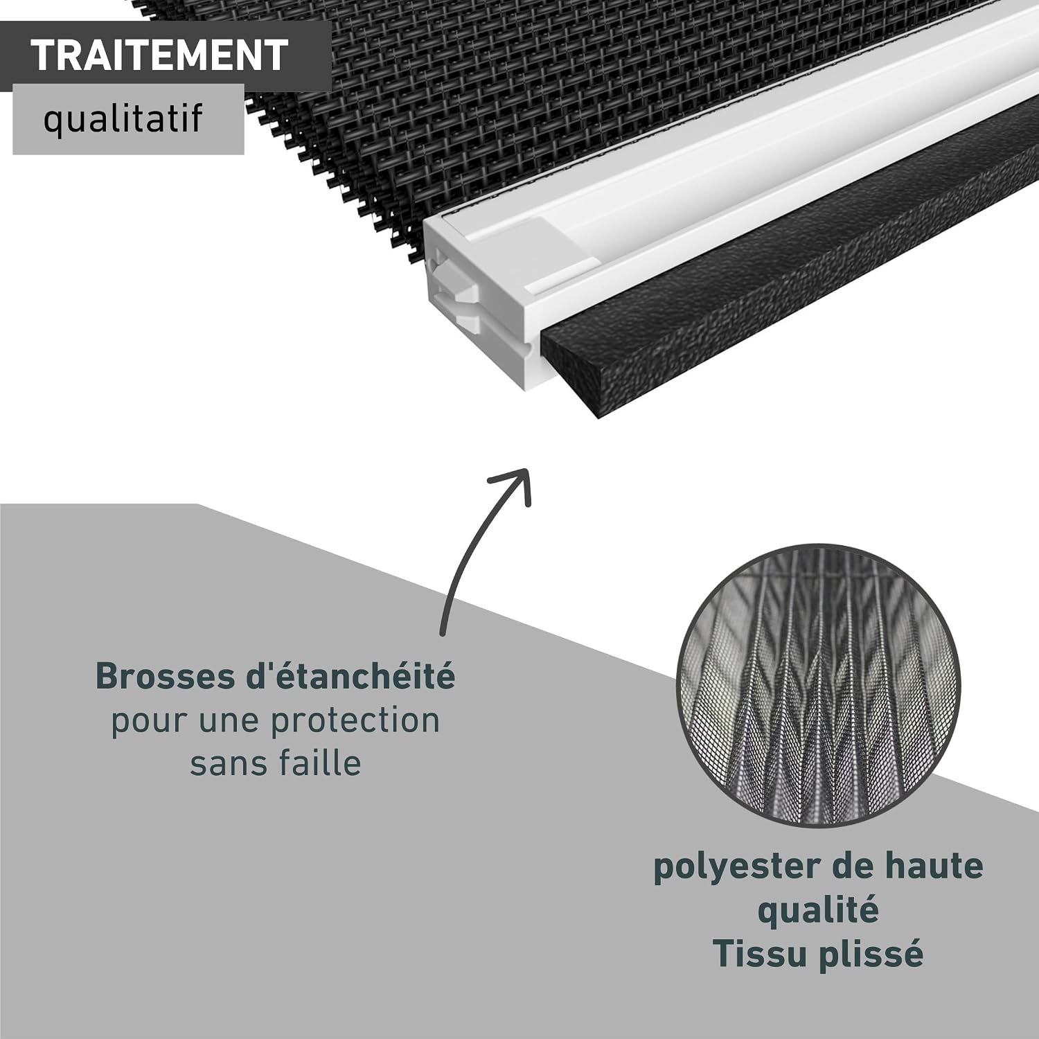  Windhager Ultra-Flat Premium Pleated Window Mosquito Net Charcoal Grey 130 X 150 Cm