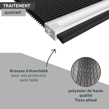  Windhager Ultra-Flat Premium Pleated Window Mosquito Net Charcoal Grey 130 X 150 Cm
