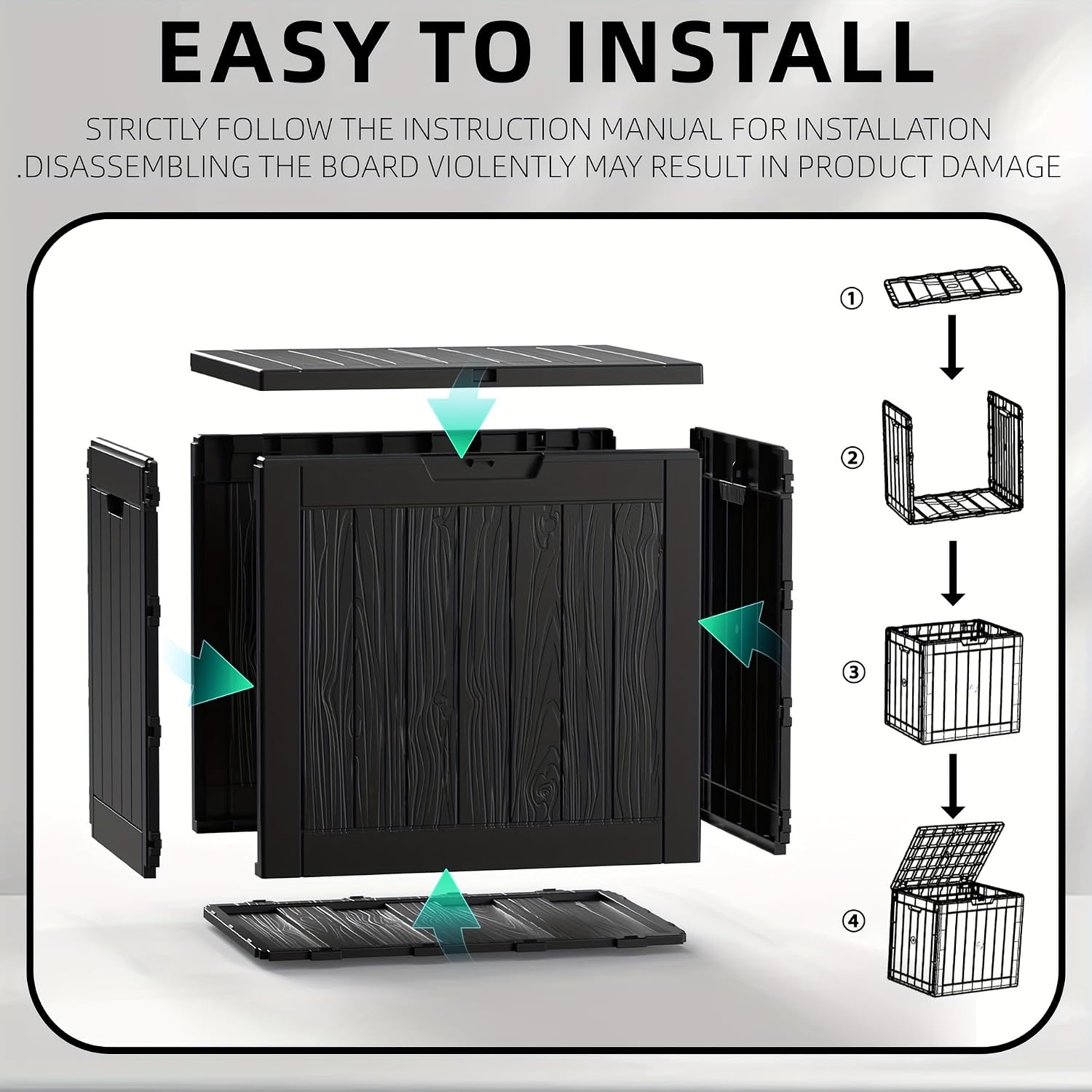 GENERIC Coffre De Rangement Extérieur De 35 Gallons, En Résine De Haute Qualité Avec Grain De Bois Réaliste, Grande Capacité Et Résistant Aux Intempéries, Facile à Installer White