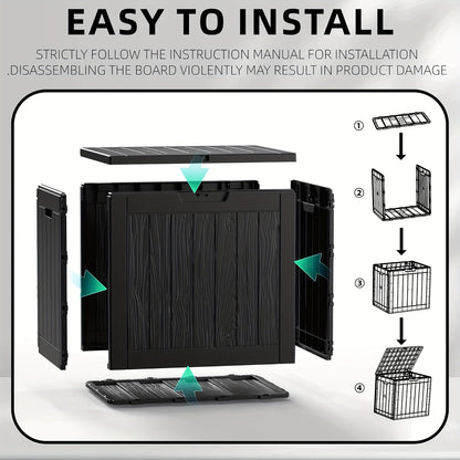 GENERIC Coffre De Rangement Extérieur De 35 Gallons, En Résine De Haute Qualité Avec Grain De Bois Réaliste, Grande Capacité Et Résistant Aux Intempéries, Facile à Installer White