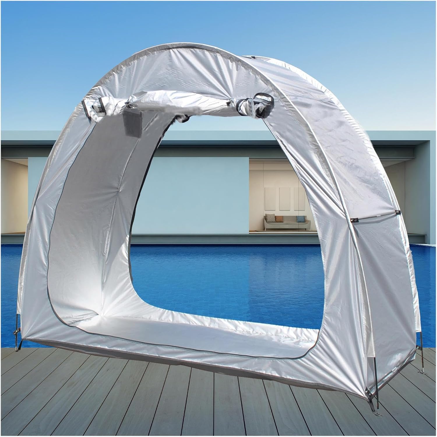 GENERIC Abri à Vélos De Qualité Supérieure - Lot De 2 Abris à Vélos Imperméables Pour Le Rangement Extérieur, Conception Modulable, Protection Durable Pour Vélos, Couleur Argentée, Résistant Aux Int