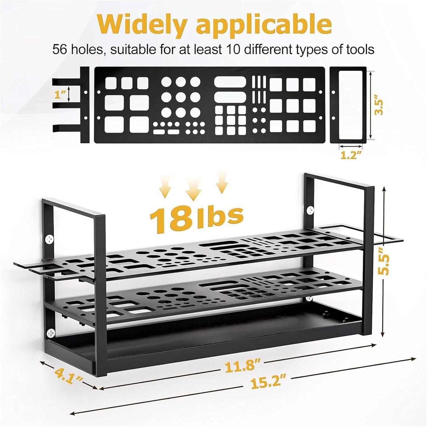  Support Mural En Métal Pour Outils - Capacité De 20 Kg - Pour La Maison, Le Garage - Planificateur D'outils Industriels