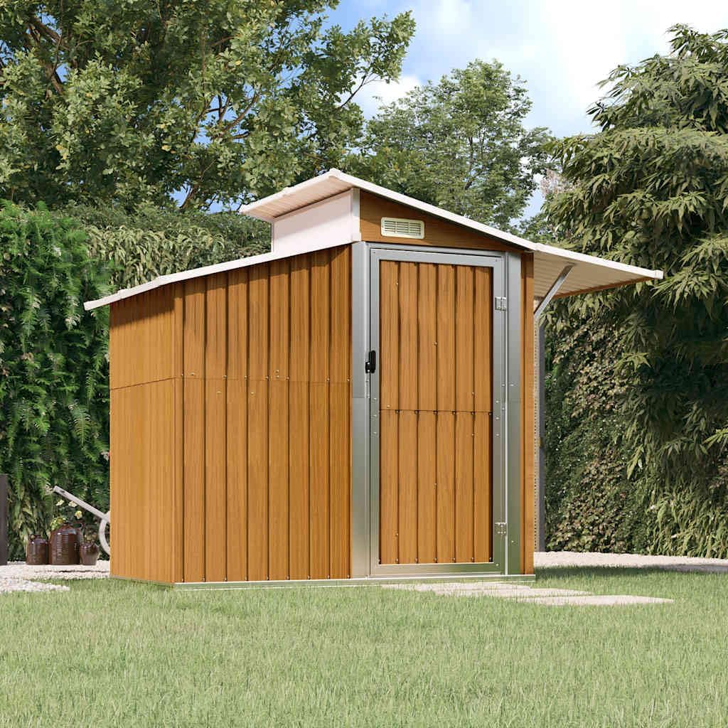  Abri à Outils Anthracite En Acier Galvanisé - 270 X 130 X 208,5 Cm - Verrouillable - Avec Ventilation Et Toit Transparent - Pour Abri De Jardin, Garage à Vélo, Rangement D'outils