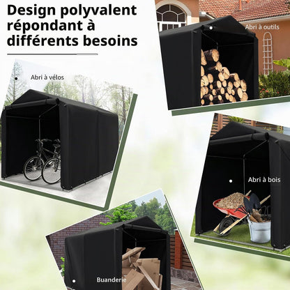  FANTASK Abri De Garage étanche Avec Porte Zippée Enroulable Et Cadre En Métal (Gris Foncé)