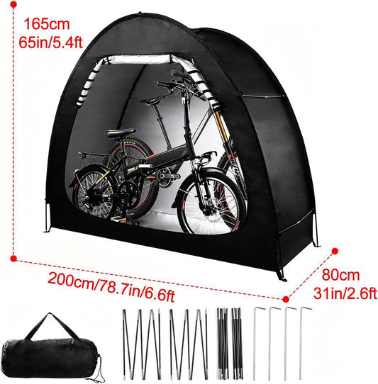  Tente De Rangement Extérieur Imperméable, Abri Pour Vélos Et Motos Avec Fermeture Éclair Métal & Fenêtre D'Aération, Protection Tout Temps Pour Outils De Jardin(Brown)