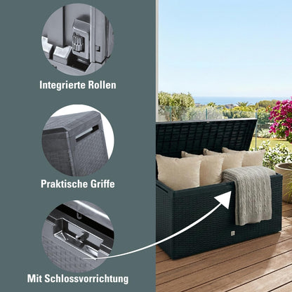 Prosperplast BOXE RATO PLUS 290L. Coffre De Jardin, Dimensions (mm) 1140x470x594, Couleur Anthracite