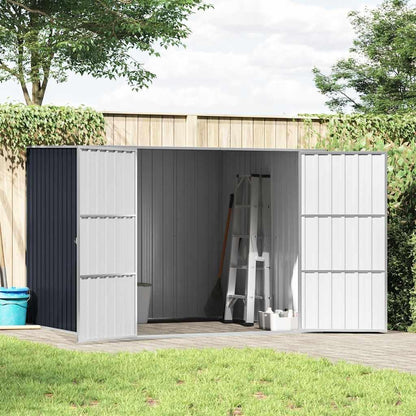  Abri De Jardin Anthracite 195x198x159 Cm En Acier Galvanisé, Abri De Rangement Extérieur Avec Portes à Double Ouverture Et Toit En Pente Pour évacuation De L'eau De Pluie