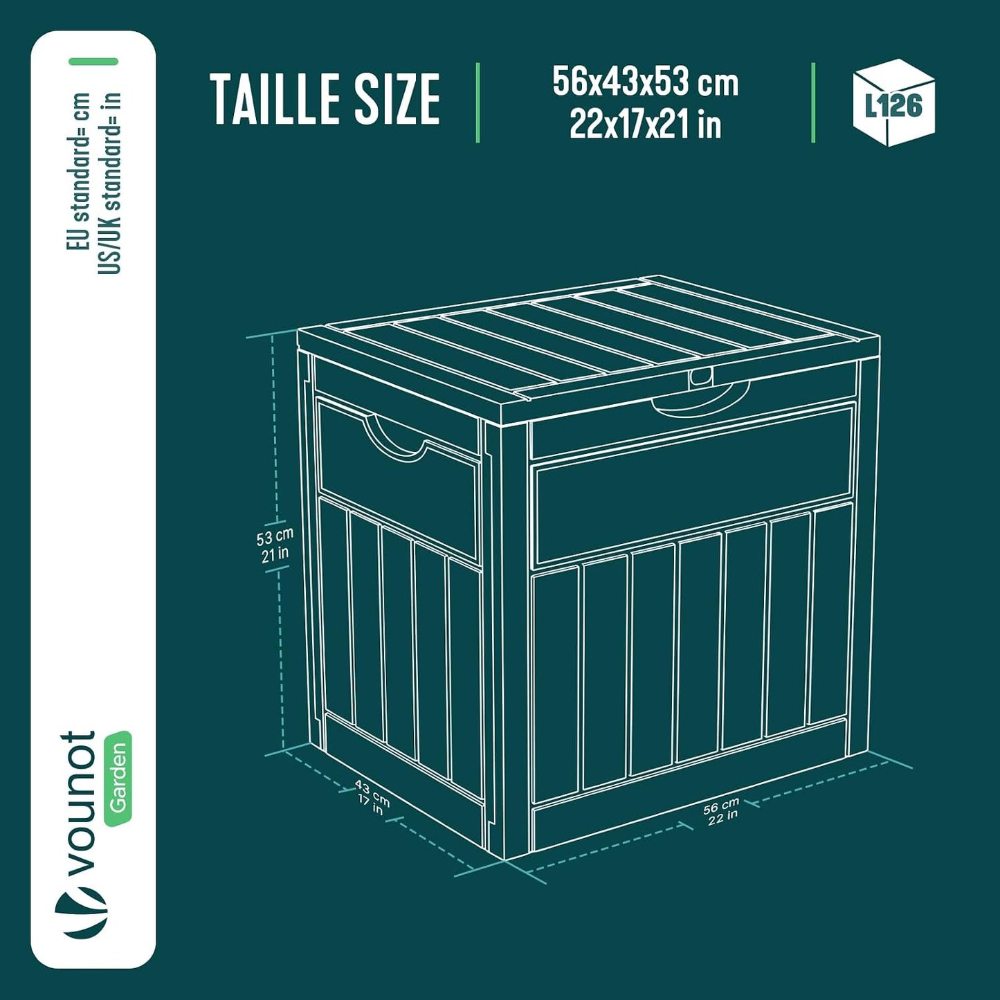  Vounot® Coffre De Rangement Extérieur 126L Boîte De Jardin Étanche Anti UV Couvercle Verrouillable Avec Poignées Encastrées 56 X 43 X 53 Cm Pour Jardin Terrasse Balcon Piscine Effet Polyrotin Noir