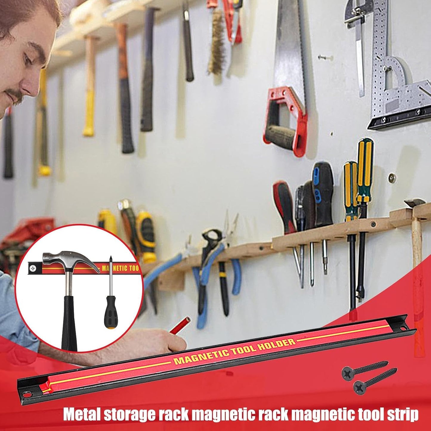  Generisch Barre D'outils Magnétique, Organisateur D'outils Mural, Grande Capacité, Gain De Place, Pour Atelier, Atelier, Maison