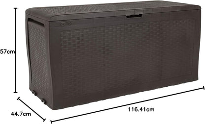  Keter Coffre Samoa 270L, Finition Effet Bois, Marron, 116,7 X 44,7 X 57 Cm