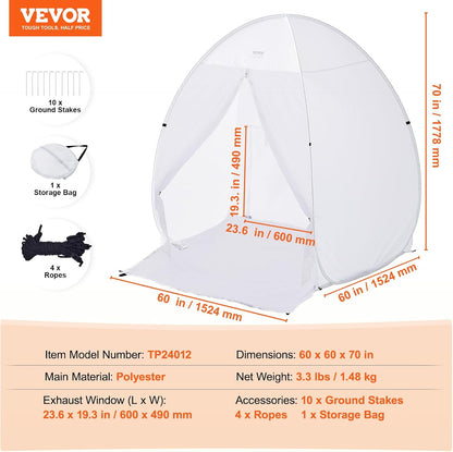  VEVOR Abri De Peinture En Aérosol Portable, Tente De Peinture 152x152x178 Cm, Cabine De Peinture Avec Plancher Intégré, Fenêtre D'Échappement Et Sac De Rangement, Pour Pulvérisation De Peinture Meuble