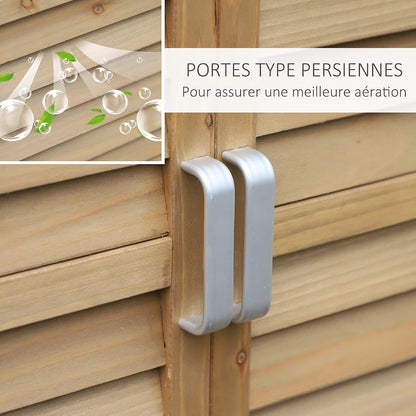  Outsunny Armoire De Jardin Abri Jardin Remise Pour Outils Sur Pied Dim. 87L X 46,5l X 96,5H Cm étagère Portes Persiennes Toit Bitumé Jaune