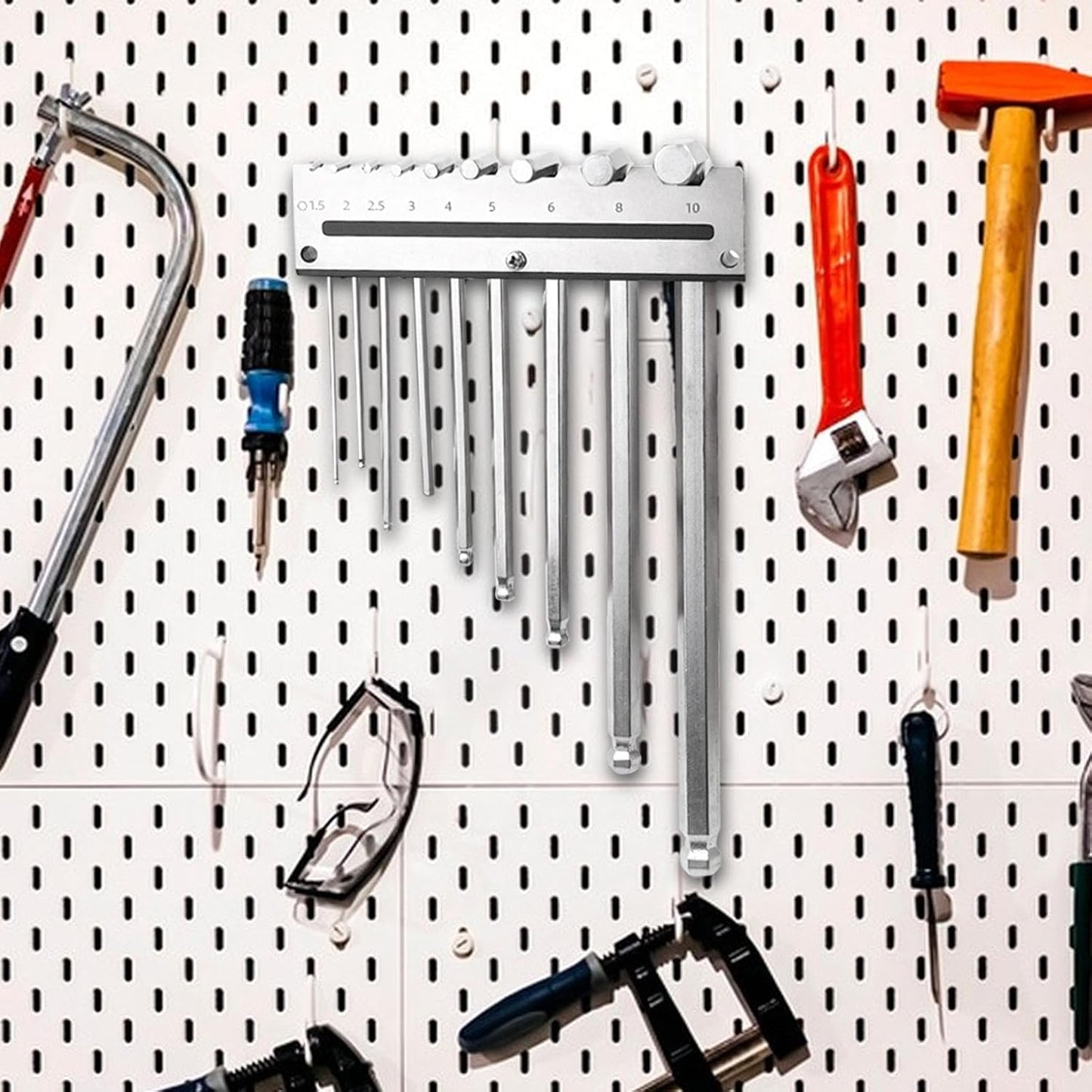  Organiseur De Clés Hexagonales – Étagère Murale – Peut Contenir 9 Outils – Support De Clé Hexagonale En L, Pour Bureau, Construction, Mécanicien, électricien, Plomberie