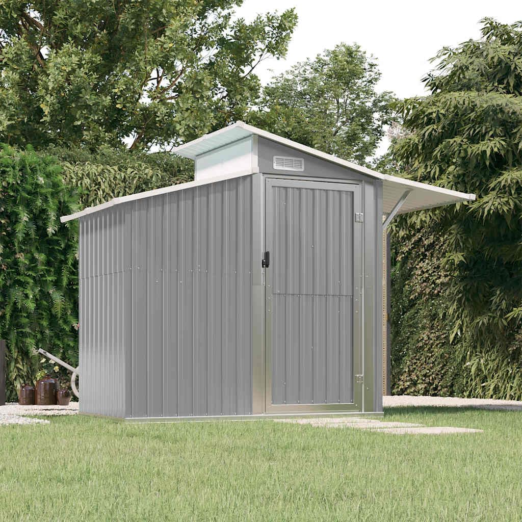  Abri à Outils Anthracite En Acier Galvanisé - 270 X 130 X 208,5 Cm - Verrouillable - Avec Ventilation Et Toit Transparent - Pour Abri De Jardin, Garage à Vélo, Rangement D'outils