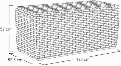  Keter Capri Coffre De Rangement, Capacité 305L, Résine, Marron, Aménagement Jardin Et Terrasse, 54 X 123 X 57 Cm