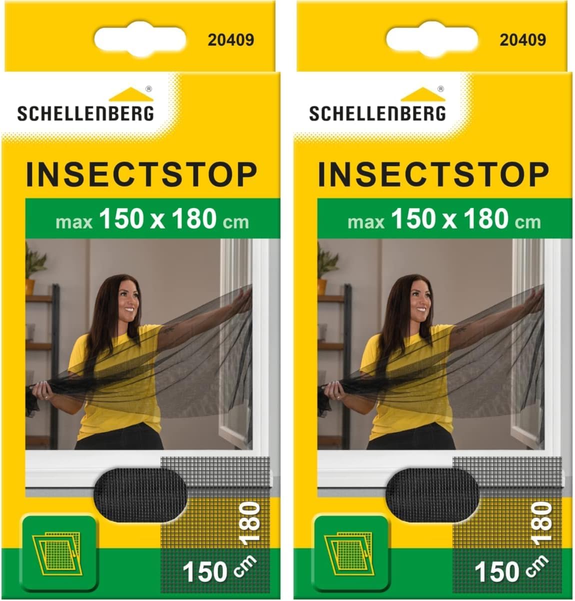  Schellenberg 20409 Mosquito Net For Windows, Can Be Cut To Size With Self-Sealing Tape, 150 X 180 Cm, Anthracite (Pack Of 2)