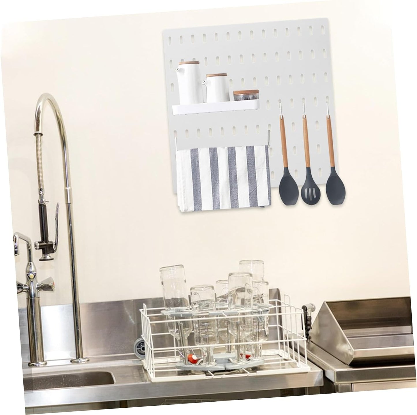 Gatuida Panneau Perforé Mural Organisateur Pratique Support De Rangement Ajustable Sans Perçage Pour Atelier Cuisine Et Décoration Intérieure