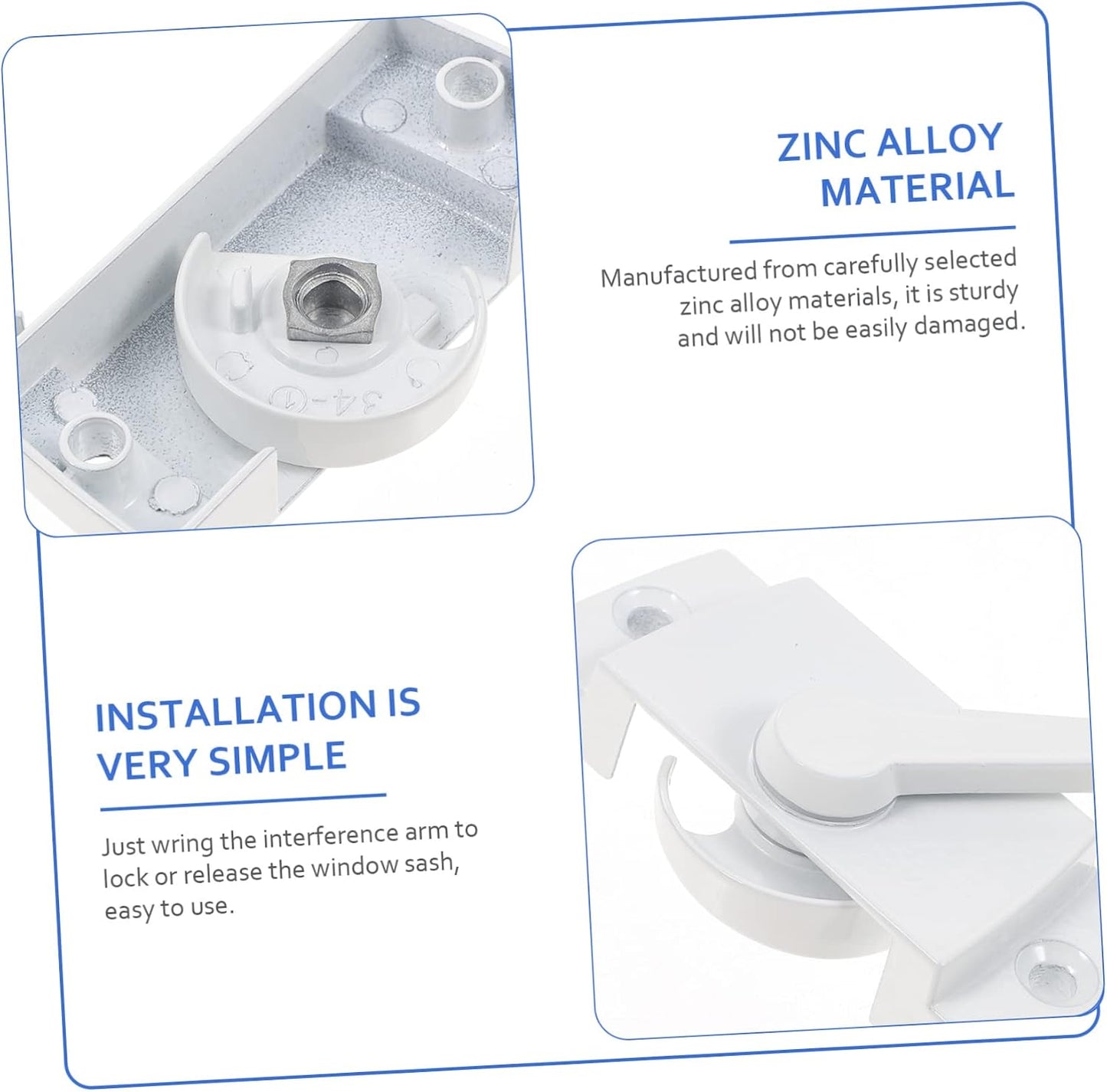  Jojofuny Verrous De Fenêtre En Alliage De Zinc Blanc 4pcs Pour Protection Vie Privée, Pièces De Rechange Robustes Et Flexibles Pour Fenêtres Coulissantes Usage Quotidien
