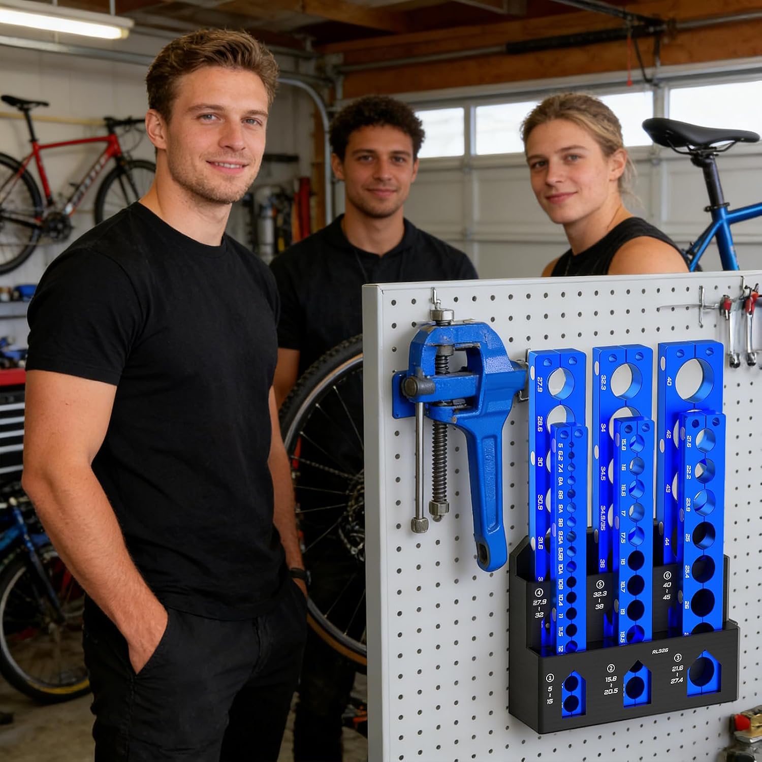  Support De Rangement Robuste, Organiseur Mural Pour Outils, 6 Emplacements Pour Vélo Avec Poignée De Serrage, Accessoire D'établi De Garage En Acier Robuste, Porte-outils Avec Design Peu Encombrant