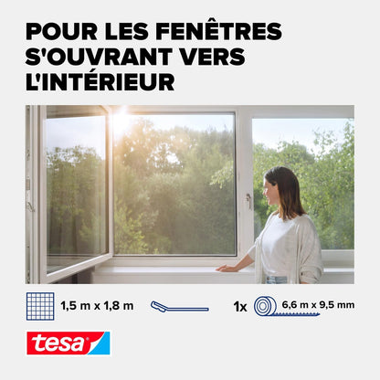  Tesa INSECT STOP 2-in-1 Pollen And Fly Screen Premium - Transparent Pollen Protector Cut To Size For Allergy Sufferers - Including Self-adhesive Strip - Anthracite - 150 Cm X 180 Cm