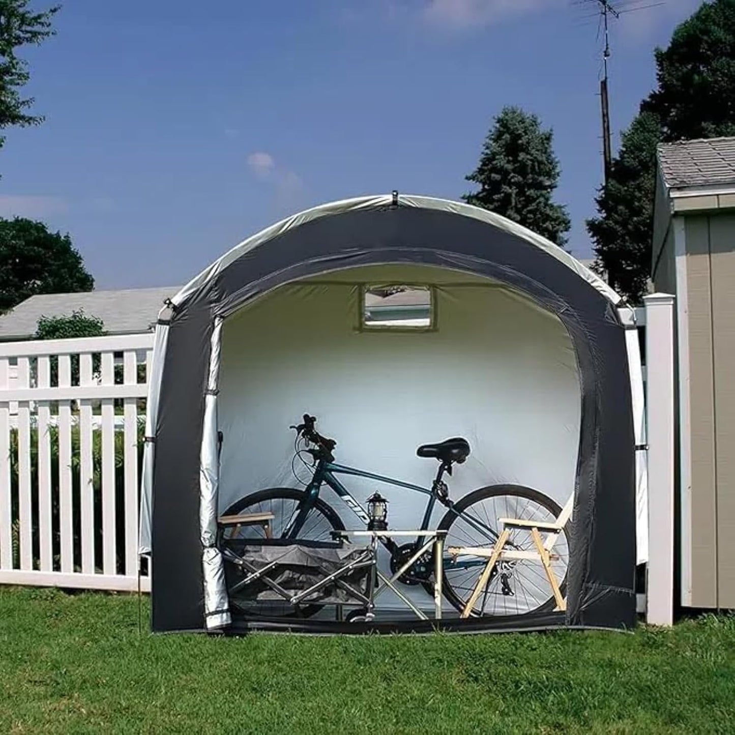  Abri De Rangement Pour Vélo, Abri De Rangement Portable Extérieur Pour Vélo Avec Tissu Oxford 210D PU4000 Imperméable Pour 2/3/4/6/8 Vélos, Abri Pour Moto, Outils De Jardin, Jouets, Pelouse