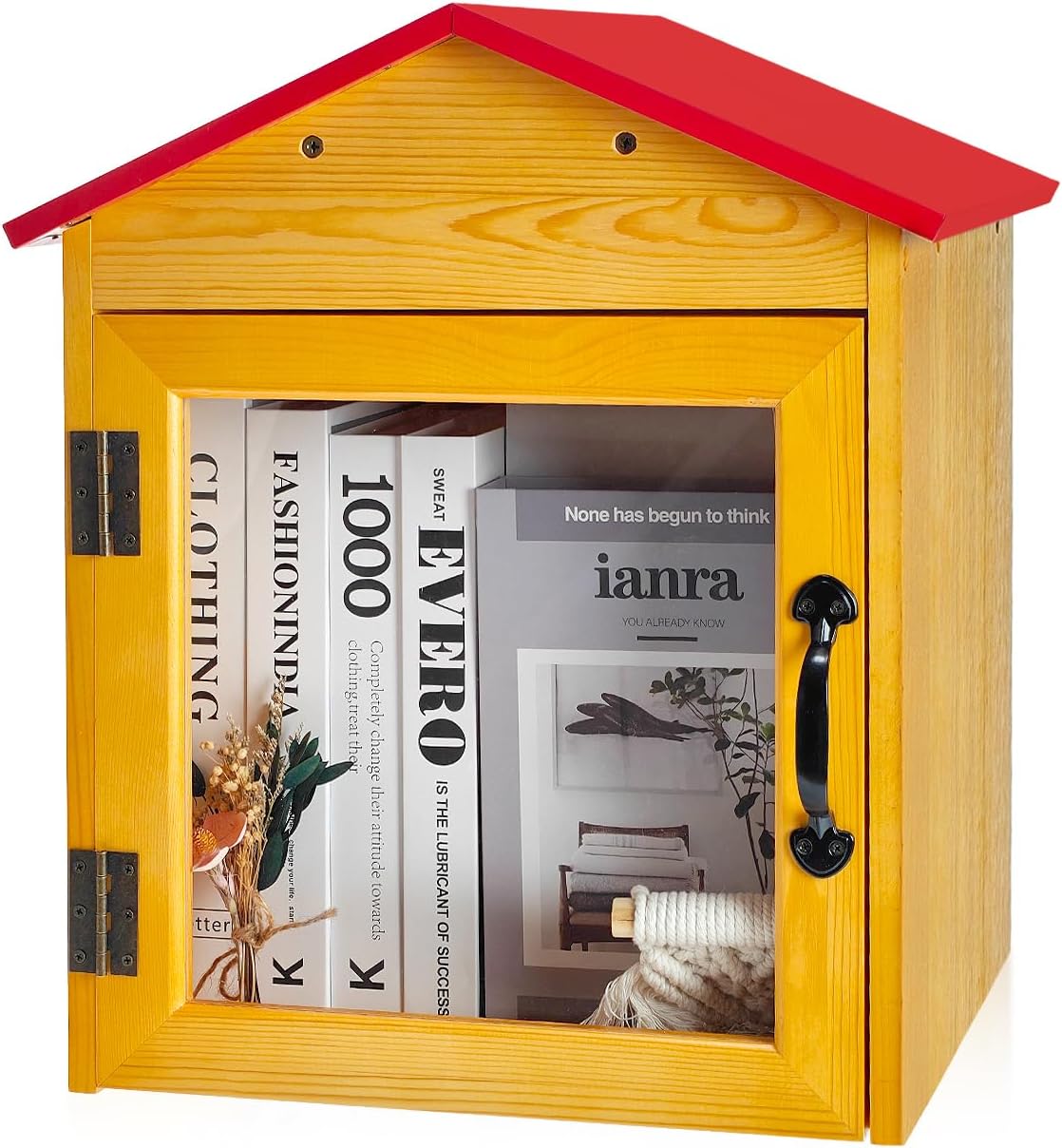  Little Library Box Outdoor – Petite Boîte à Littérature En Bois Avec Toit Rouge Pour Partager Des Livres, De La Littérature Et Des Journaux Dans Les Quartiers, Les Communautés Et Les écoles