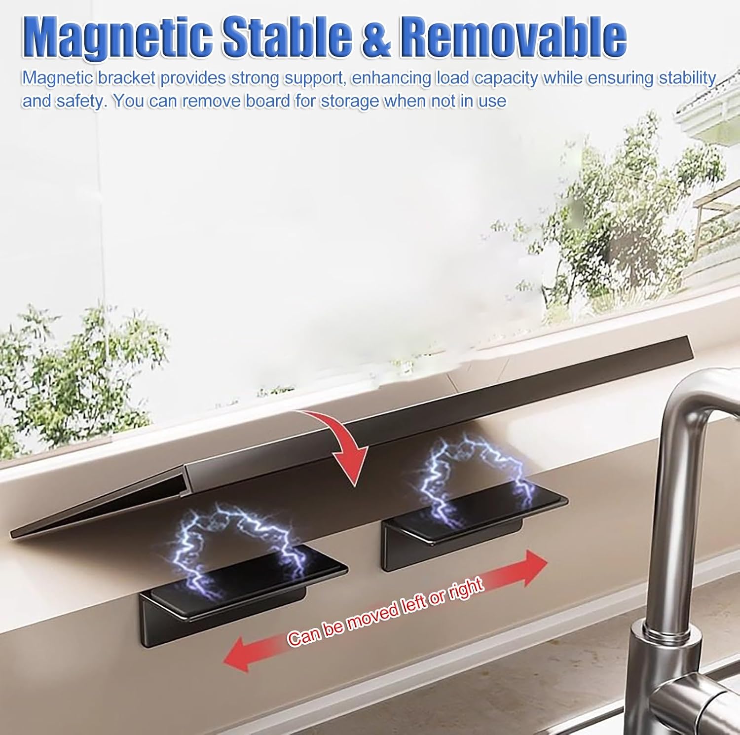  Window Sill Extender Removable Magnetic Window Sill For Pets - Heavy Duty Carbon Steel Plant Shelf With Window Sill - Waterproof Desk Extension (40 X 20 Cm (15 3/4 X 7 7/8 Inches)