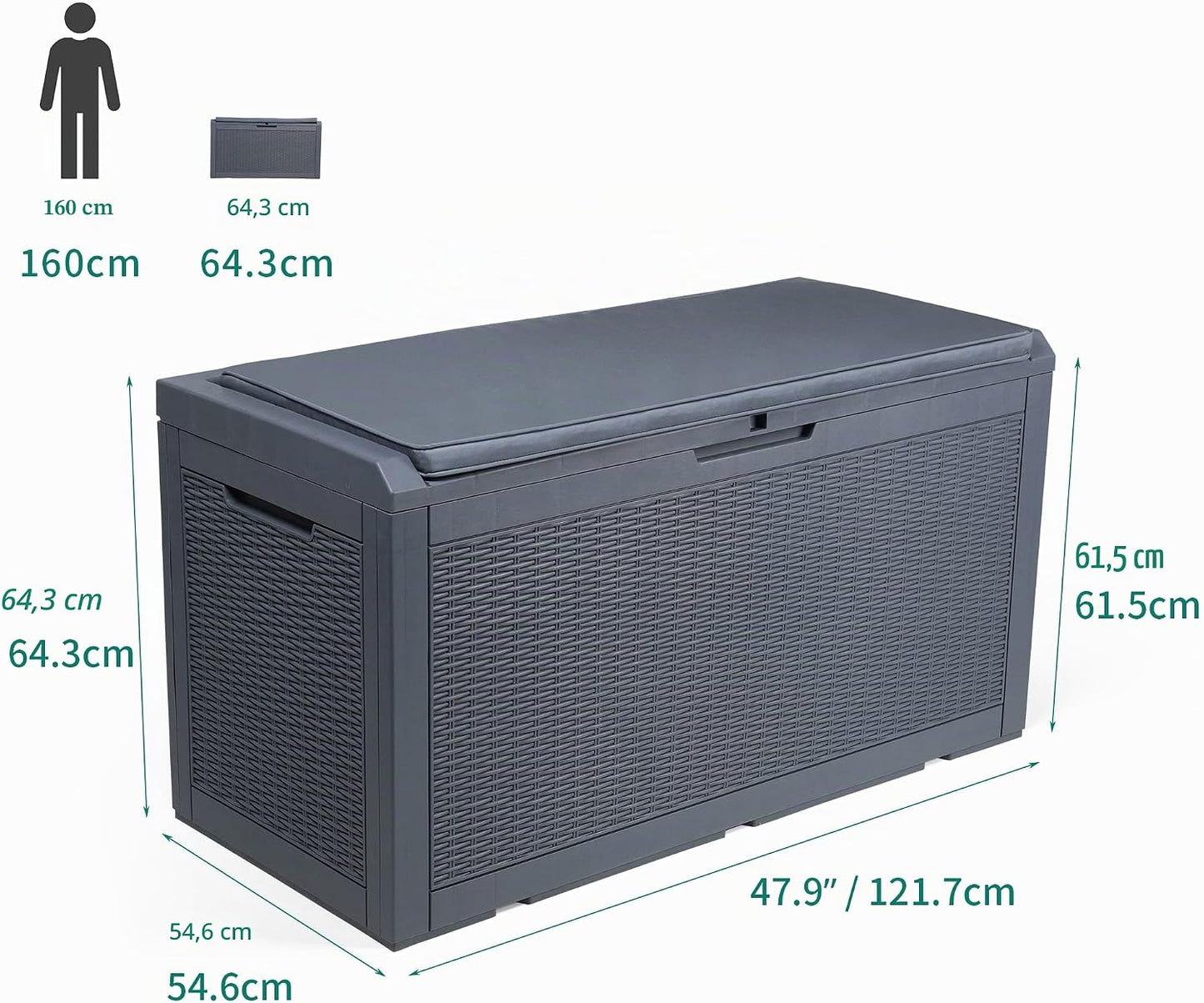  YITAHOME Grand Boîte De Rangement Extérieure En Résine De 380L Avec Pour Meubles De Patio, D'extérieur, Outils De Jardin Et Fournitures De Piscine - Étanche, Verrouillable
