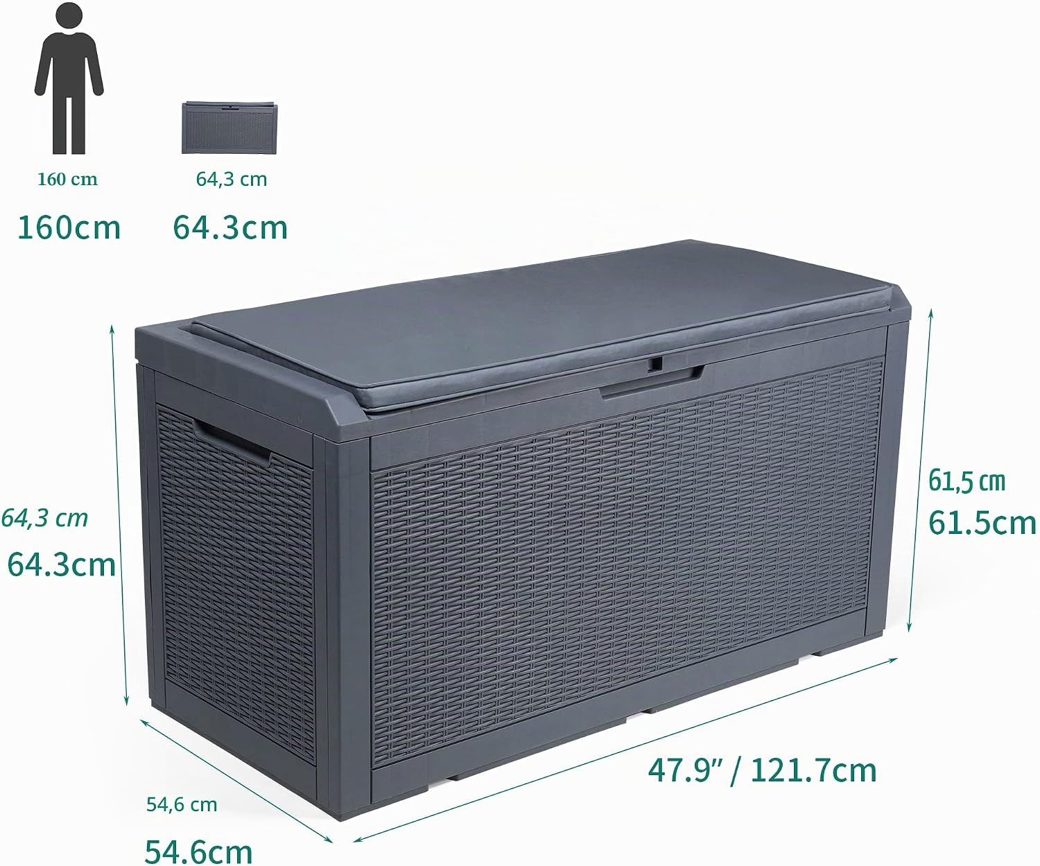  YITAHOME Grand Boîte De Rangement Extérieure En Résine De 380L Avec Pour Meubles De Patio, D'extérieur, Outils De Jardin Et Fournitures De Piscine - Étanche, Verrouillable