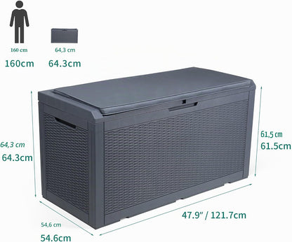  YITAHOME Grand Boîte De Rangement Extérieure En Résine De 380L Avec Pour Meubles De Patio, D'extérieur, Outils De Jardin Et Fournitures De Piscine - Étanche, Verrouillable