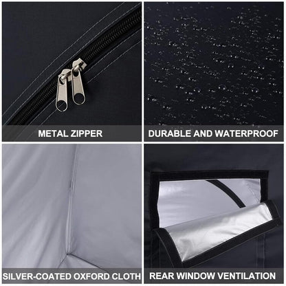  Tente De Rangement Extérieur Imperméable, Abri Pour Vélos Et Motos Avec Fermeture Éclair Métal & Fenêtre D'Aération, Protection Tout Temps Pour Outils De Jardin(Brown)