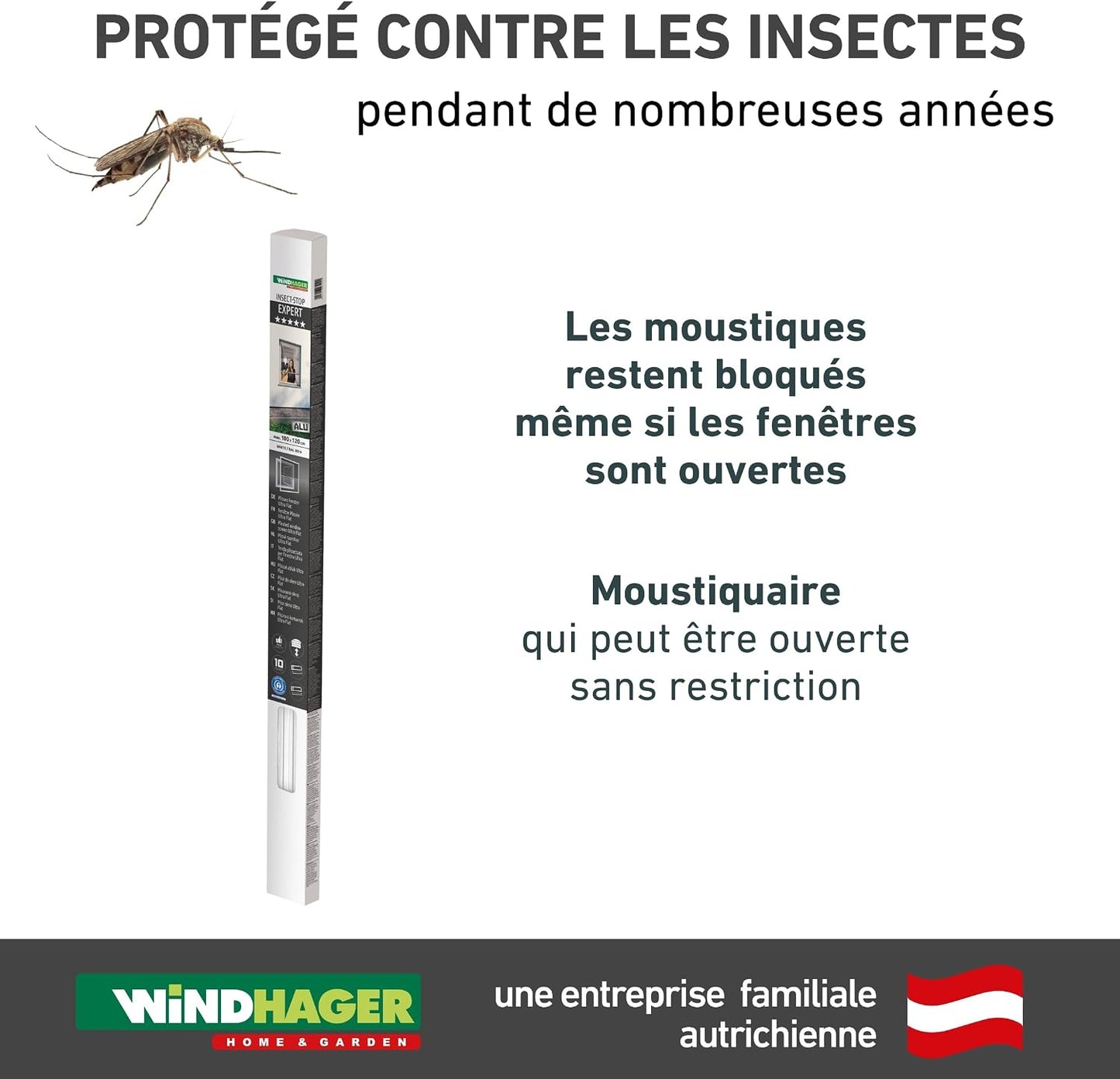  Windhager Ultra-Flat Premium Pleated Window Mosquito Net Charcoal Grey 130 X 150 Cm