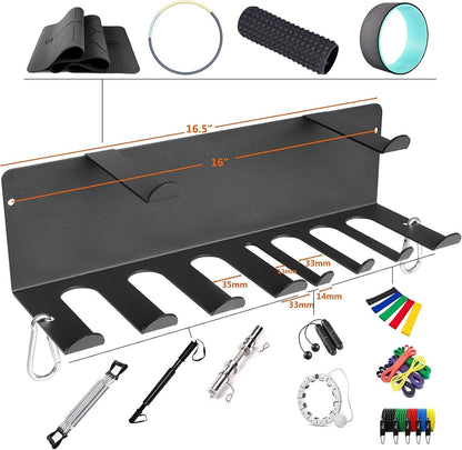  Rangement Mural De Salle De Sport, Organiseur D'équipement, étagère Montée Robuste De 11,4 Cm, Design Peu Encombrant, Système De Suspension Polyvalent Pour Entraînement à La Maison, Yoga, Entraînement