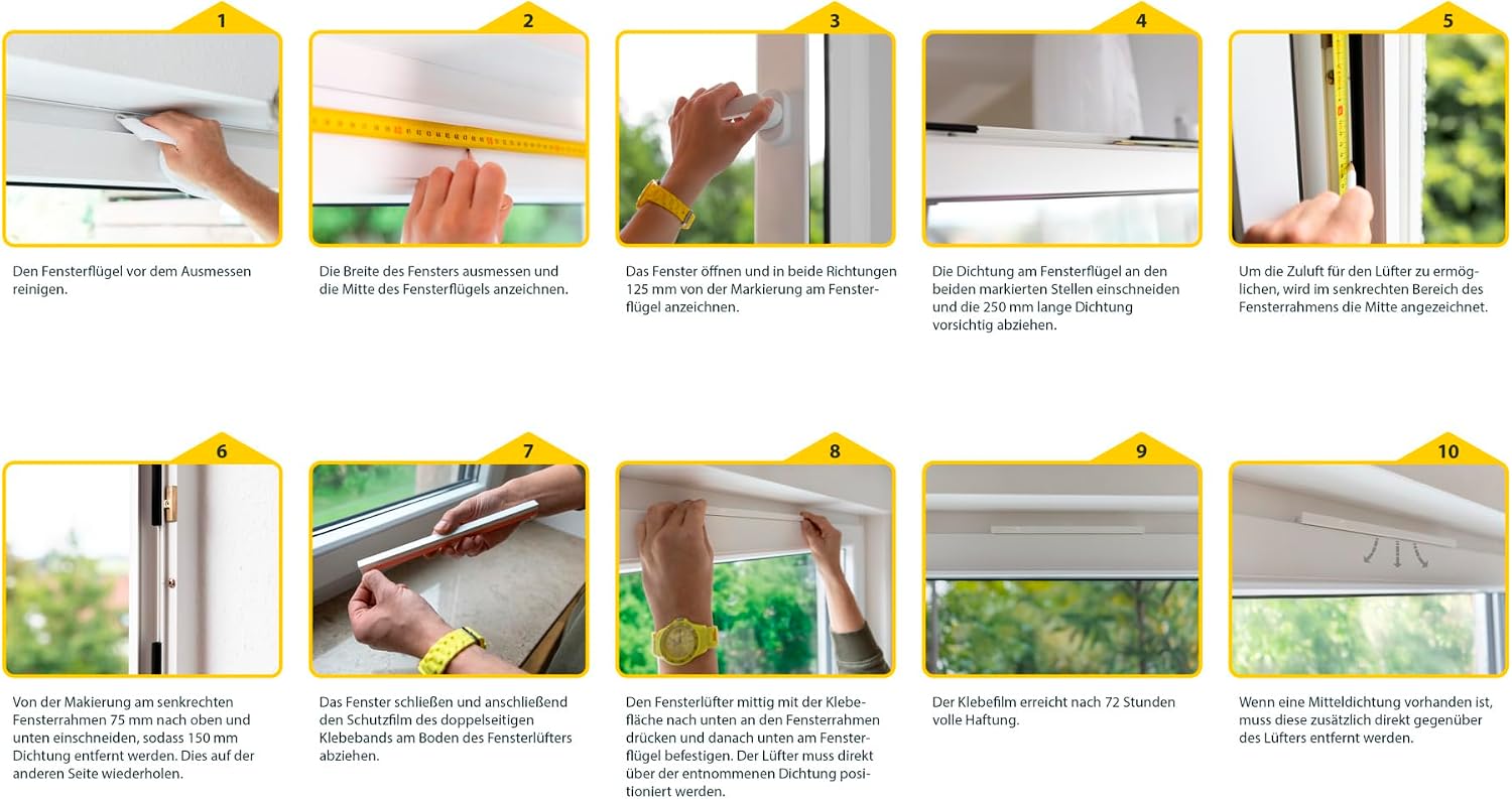  Schellenberg 46606 Plus Window Aerator, White, Mounting Without Drilling, Energy Saving And Heating Costs, Mould Prevention