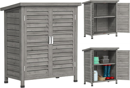  Outsunny Armoire De Jardin Abri Jardin Remise Pour Outils Sur Pied Dim. 87L X 46,5l X 96,5H Cm étagère Portes Persiennes Toit Bitumé Jaune