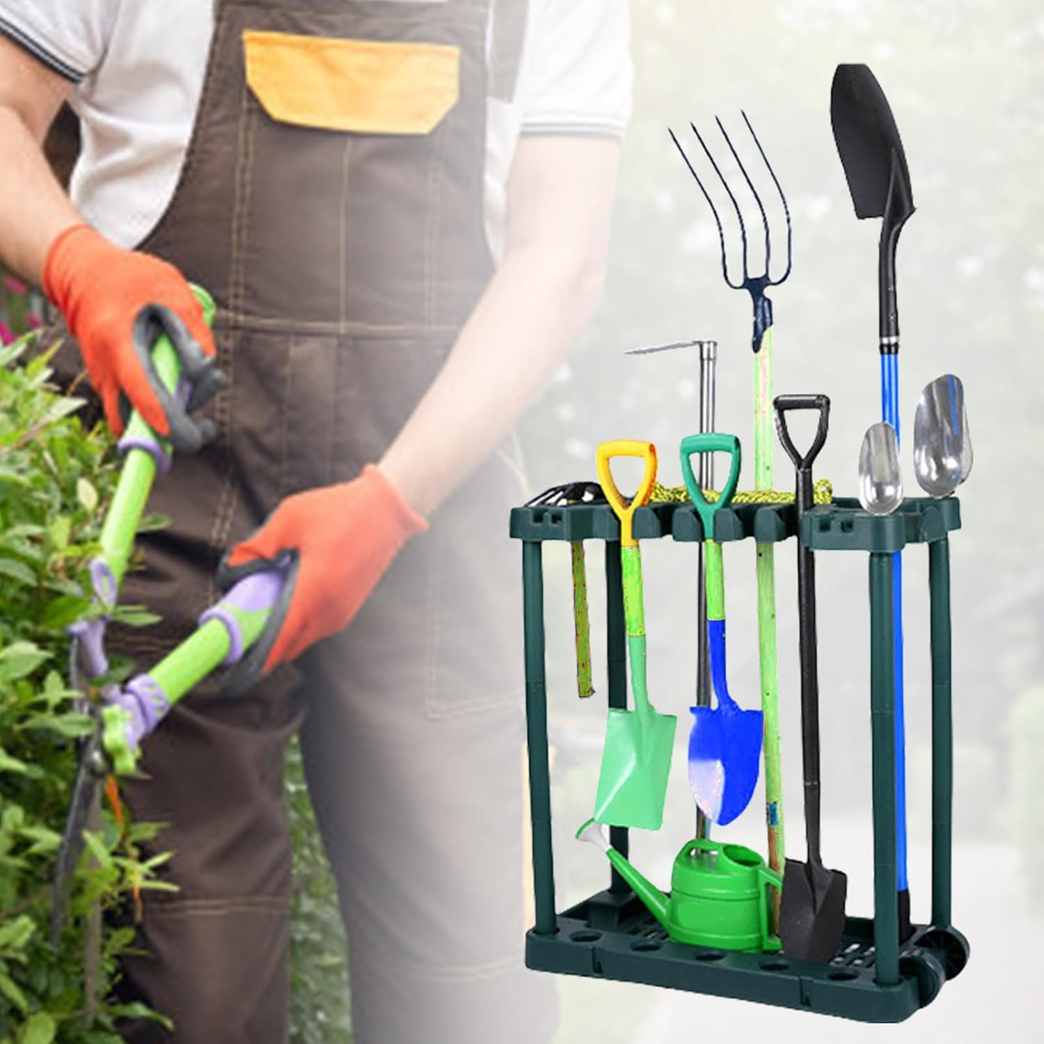  Organisateurs De Rangement Pour Outils De Jardin Avec Roues, Support De Cour Pour Garage, Pelouse, étagère Extérieure, Rangement De Jardin D'angle
