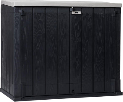  Toomax Stora Way Plus XL Coffre De Rangement Extérieur En Polypropylène Recyclé Avec Effet Bois, Couleur Anthracite/Gris Taupe